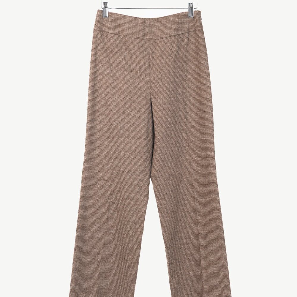 Etro Brown Micro-Plaid Wool-Flannel Straight-Leg Trousers